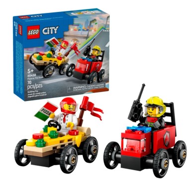 Конструктор LEGO CITY 60458 "Набор гоночных миникаров: Пицца против пожарной машины"